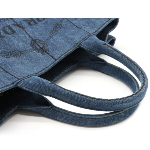 12080301 3 Prada Canapa 2WAY Denim Tote Bag Bleu Blue