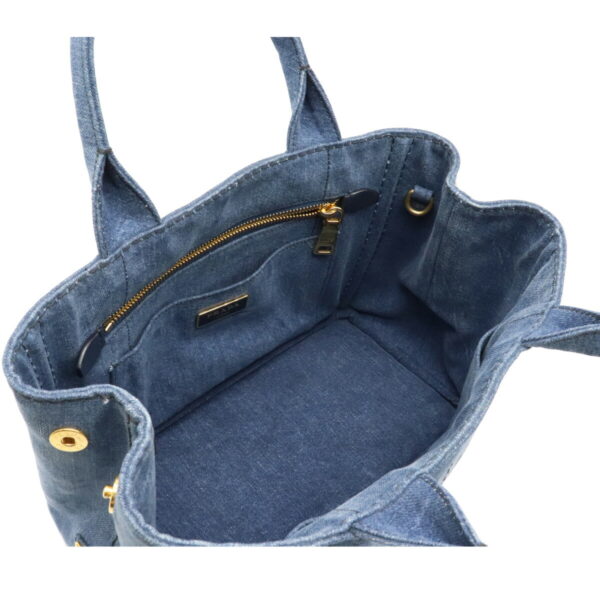 12080301 4 Prada Canapa 2WAY Denim Tote Bag Bleu Blue