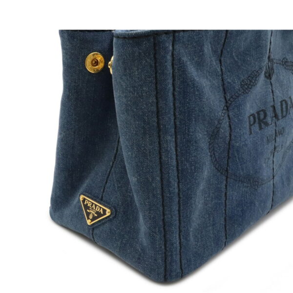 12080301 6 Prada Canapa 2WAY Denim Tote Bag Bleu Blue