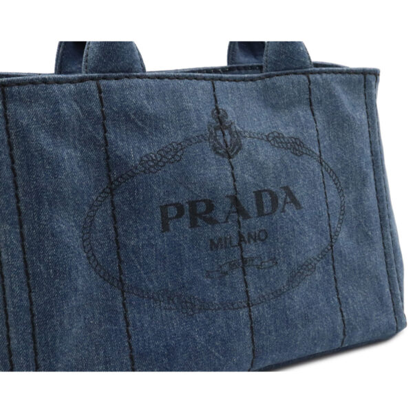 12080301 7 Prada Canapa 2WAY Denim Tote Bag Bleu Blue