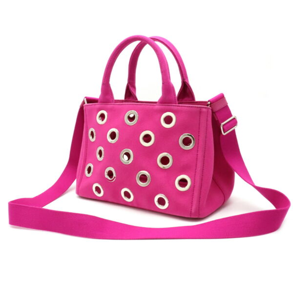 12080313 1 Prada Canapa Grommet 2WAY Tote Bag Fuchsia