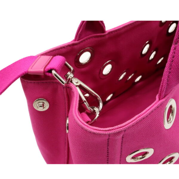 12080313 5 Prada Canapa Grommet 2WAY Tote Bag Fuchsia