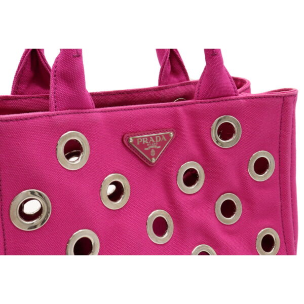 12080313 7 Prada Canapa Grommet 2WAY Tote Bag Fuchsia