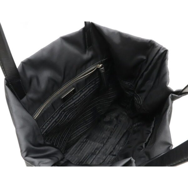 12080318 4 Prada Nylon Leather Handbag Nero Black