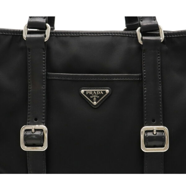 12080325 7 Prada Nylon Leather Bag Nero Black