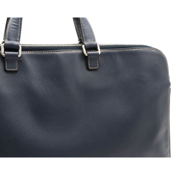 12080346 8 Prada Saffiano Embossed Leather Briefcase Navy Blue