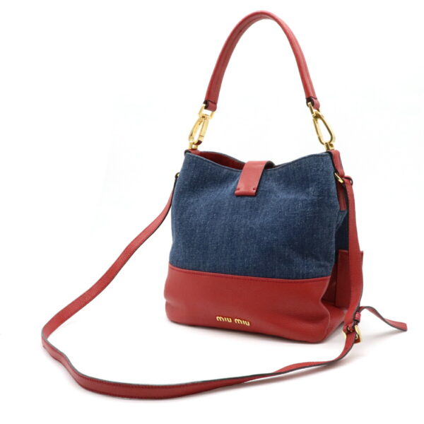 12080510 1 Miu Miu Shoulder Bag Leather Denim Blue