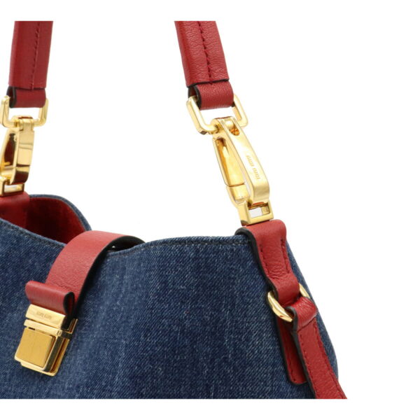 12080510 5 Miu Miu Shoulder Bag Leather Denim Blue