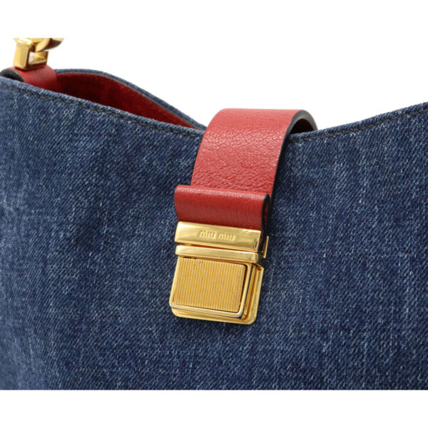 12080510 7 Miu Miu Shoulder Bag Leather Denim Blue