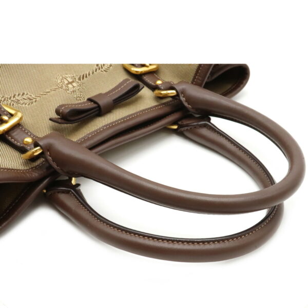 12080531 3 Prada Logo Jacquard Ribbon Leather Crossbody Bag Khaki Brown