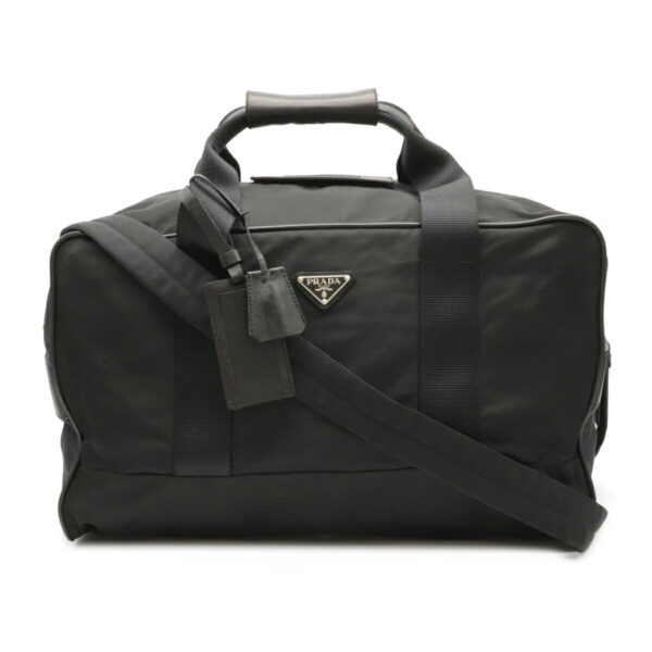 12080586 Prada 2WAY Nylon Leather Travel Bag Nero Black