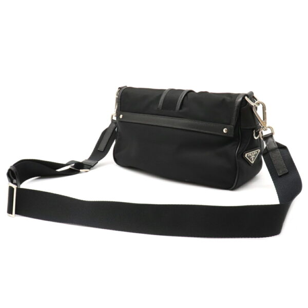 12080806 1 Prada Diagonal Nylon Leather Pochette Nero Black