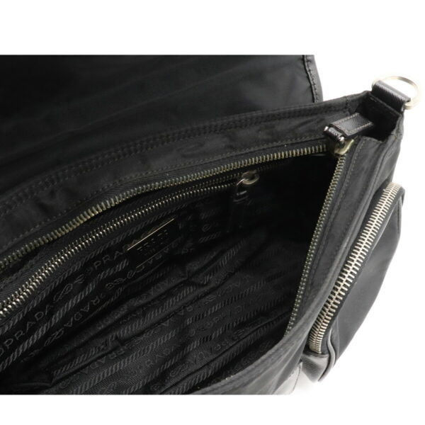 12080806 4 Prada Diagonal Nylon Leather Pochette Nero Black