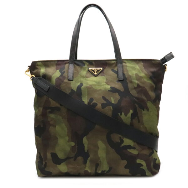 12080852 Prada 2WAY Camouflage Nylon Shoulder Bag Green Multicolor