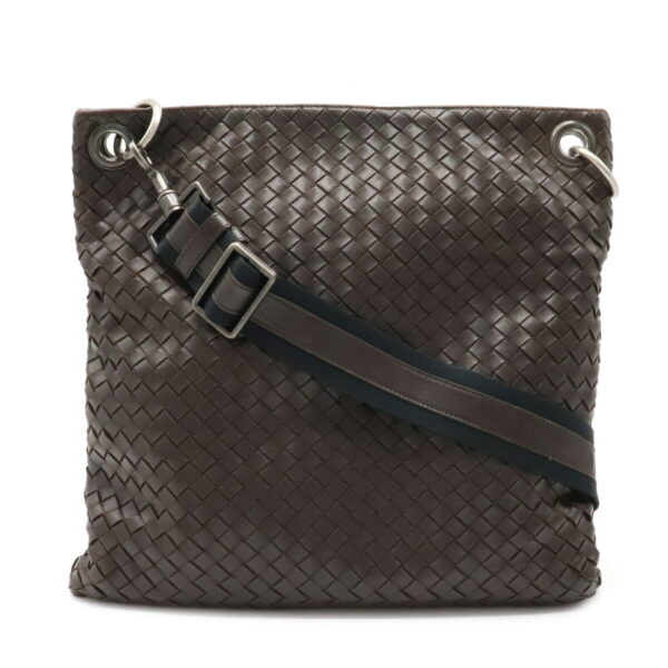 12080916 Bottega Veneta Intrecciato Shoulder Bag Brown Black