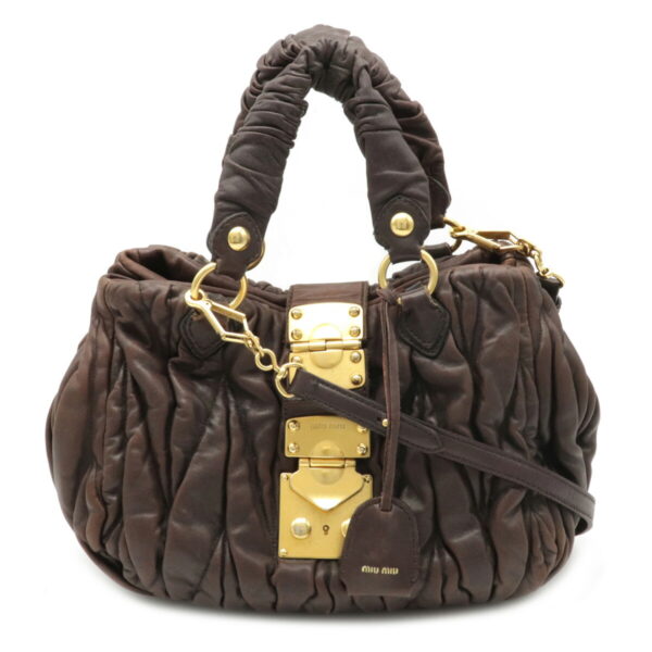 12081031 Miu Miu Shoulder Bag Leather Brown