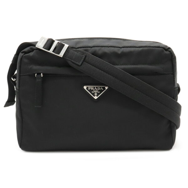 12081188 Prada Diagonal Nylon Shoulder Bag Nero Black