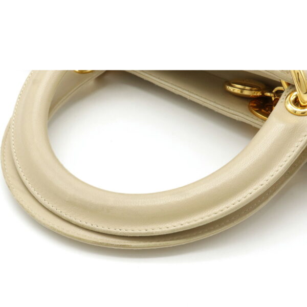 12081268 3 Christian Dior Lady Dior Cannage Handbag Leather Beige