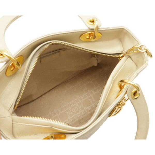 12081268 4 Christian Dior Lady Dior Cannage Handbag Leather Beige