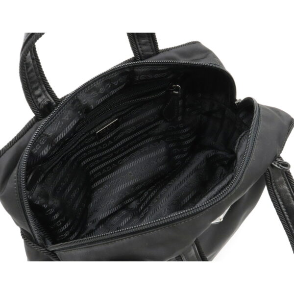 12081303 4 Prada 2WAY Nylon Leather Fringe Handbag Nero Black