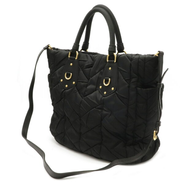 12081408 1 Prada 2WAY Quilted Nylon Leather Tote Bag Nero Black