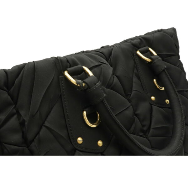 12081408 6 Prada 2WAY Quilted Nylon Leather Tote Bag Nero Black