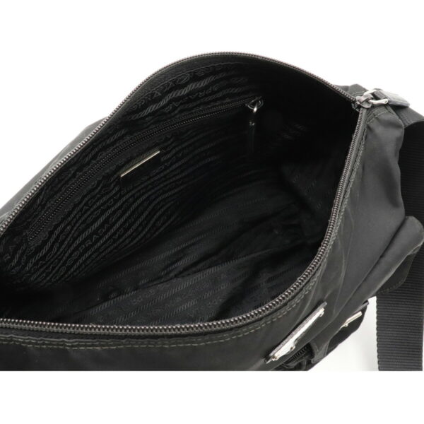 12081472 4 Prada Diagonal Nylon Leather Shoulder Bag Nero Black