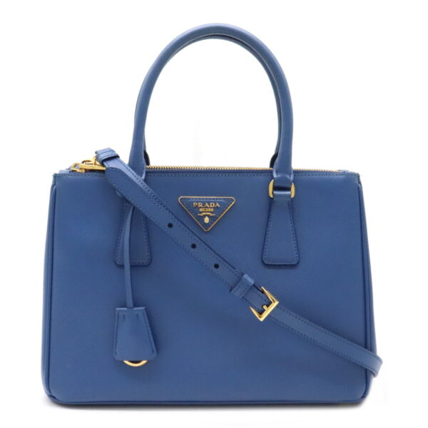 12081481 Prada Galleria 2WAY Saffiano Leather Handbag Azzurro Blue