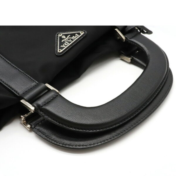 12090128 3 Prada 2WAY Nylon Leather Bag Nero Black