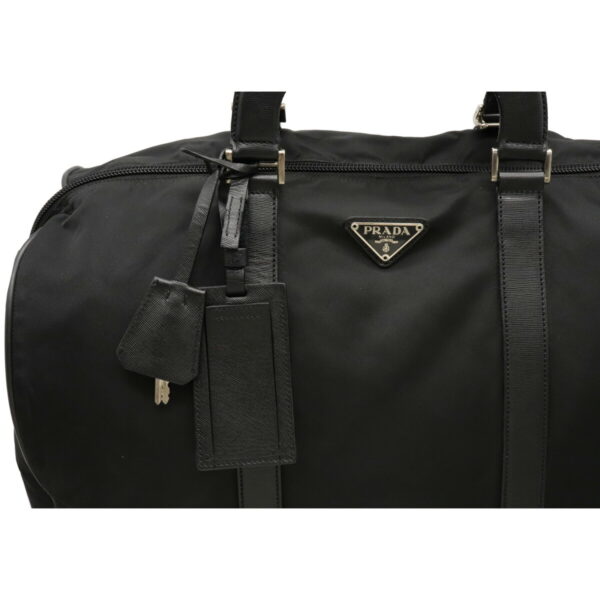 12090128 7 Prada 2WAY Nylon Leather Bag Nero Black