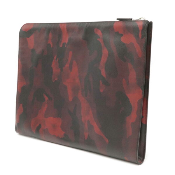 12090351 1 Prada Camouflage Embossed Leather Clutch Bag Red