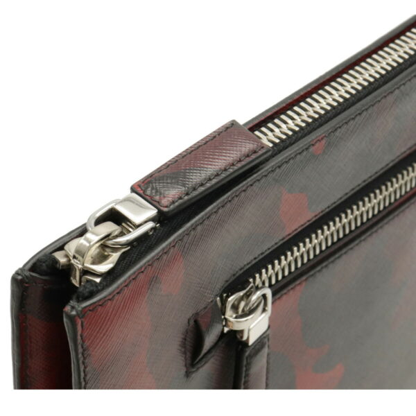 12090351 3 Prada Camouflage Embossed Leather Clutch Bag Red