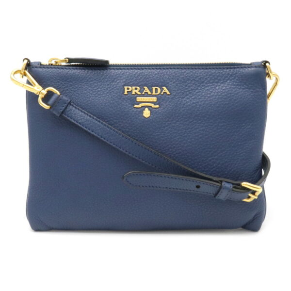 12090355 Prada 2WAY Leather Pouch Blue