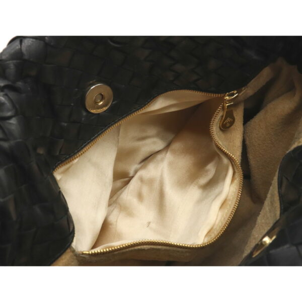 12090403 6 Bottega Veneta Intrecciato Shoulder Bag Leather Black