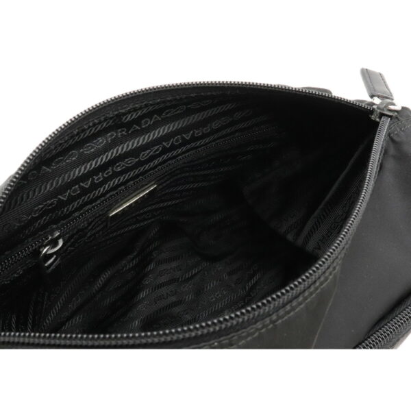 12090585 4 Prada Diagonal Nylon Leather Messenger Bag Nero Black