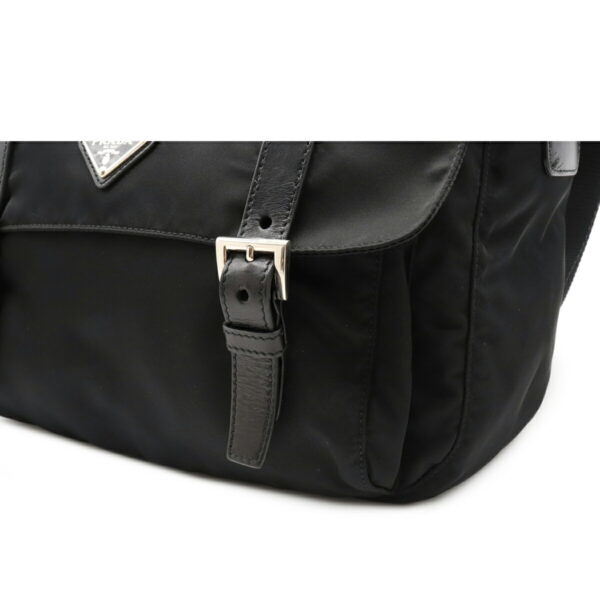 12090585 7 Prada Diagonal Nylon Leather Messenger Bag Nero Black