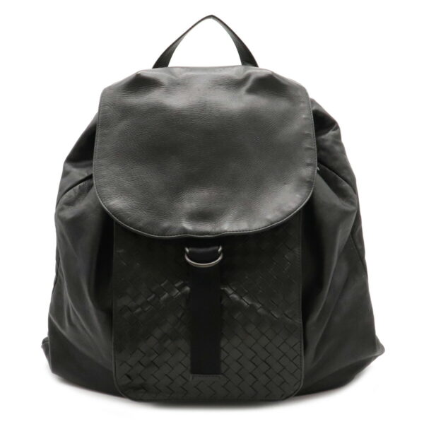 12090606 Bottega Veneta Intrecciato Backpack Rucksack Calf Leather Black