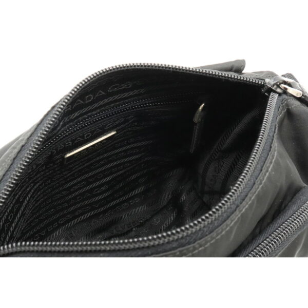 12090612 4 Prada Diagonal Nylon Leather Messenger Bag Nero Black