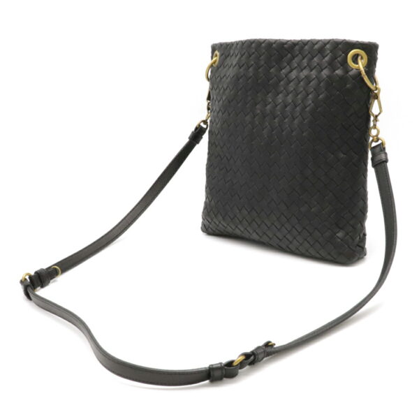 12090797 1 Bottega Veneta Intrecciato Shoulder Bag Diagonal Calf Leather Black