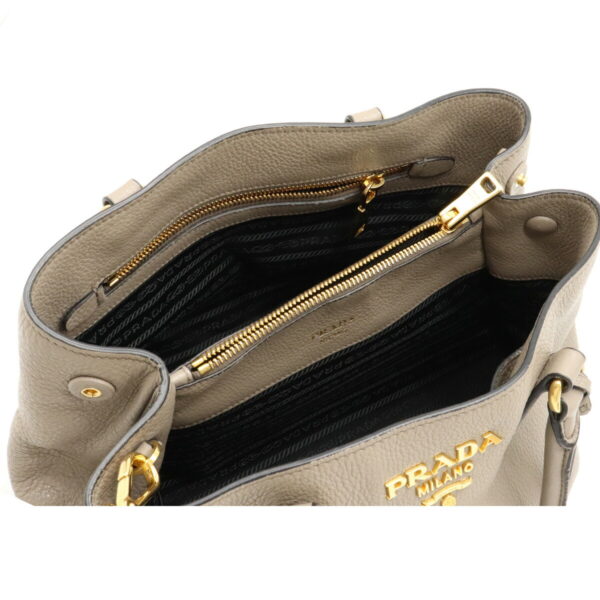 12090892 4 Prada 2WAY Leather Shoulder Bag Greige