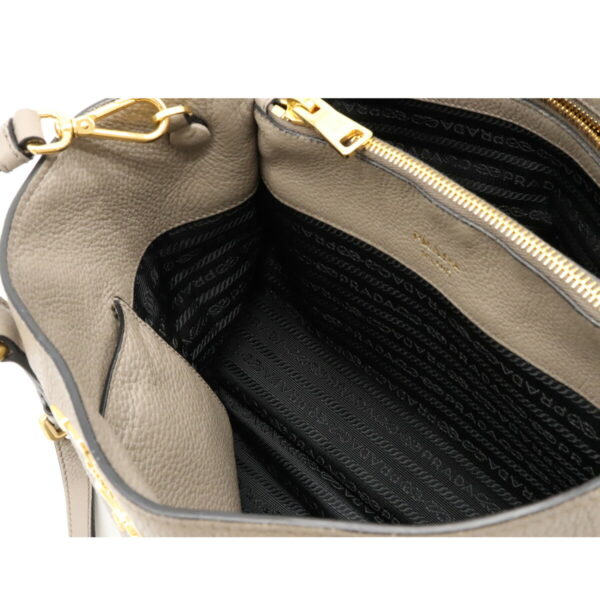 12090892 5 Prada 2WAY Leather Shoulder Bag Greige