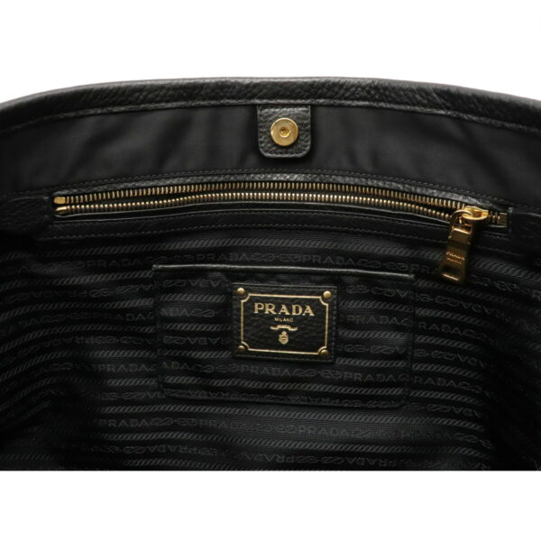 12091027 5 Prada Jacquard Nylon Leather Tote Bag Nero Black