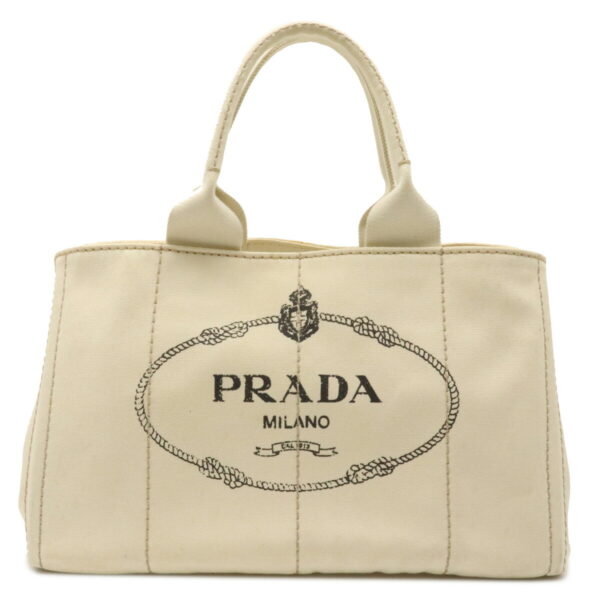 12100113 Prada Canapa Canvas Tote Bag Grezzo Ivory