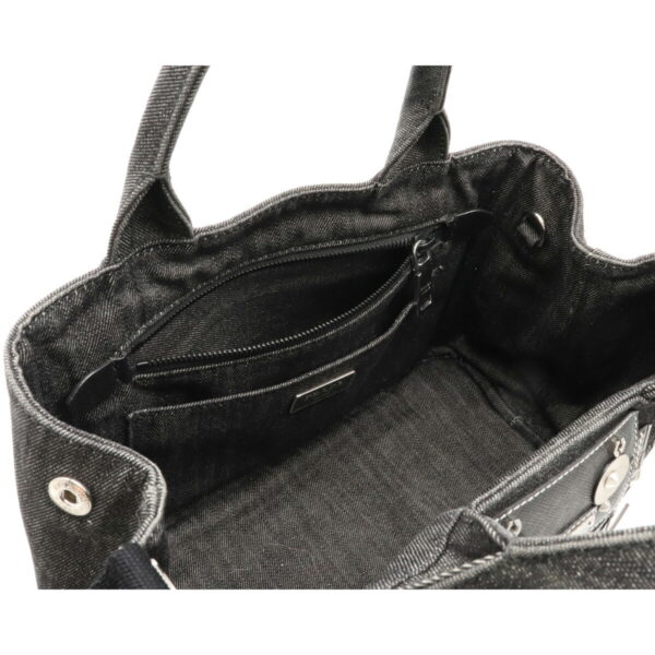 12100319 5 Prada Canapa Denim Robot 2WAY Tote Bag Nero Black