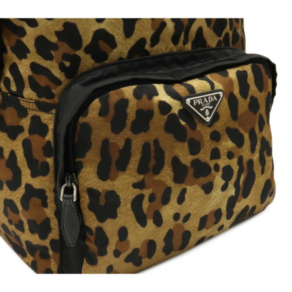 12100353 7 Prada Nylon Leopard Pattern Rucksack Miele Brown