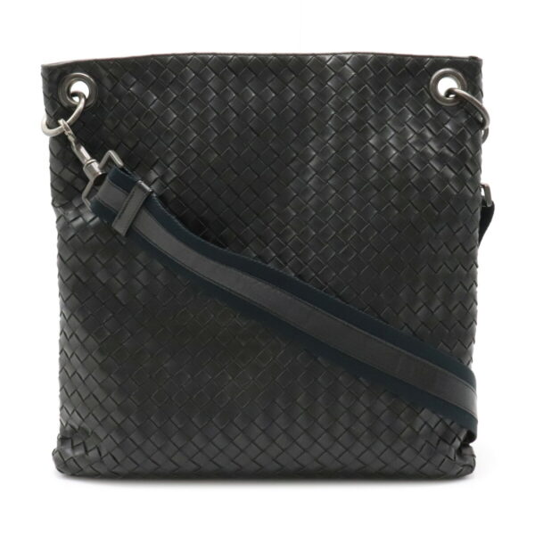 12100414 Bottega Veneta Intrecciato Shoulder Bag Leather Black