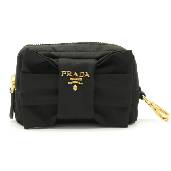 12100441 Prada Ribbon Nylon Multi Pouch Makeup Pouch Nero Black