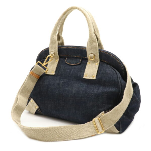 12100481 1 Prada 2WAY Denim Canvas Mini Bag Bleu Blue Beige