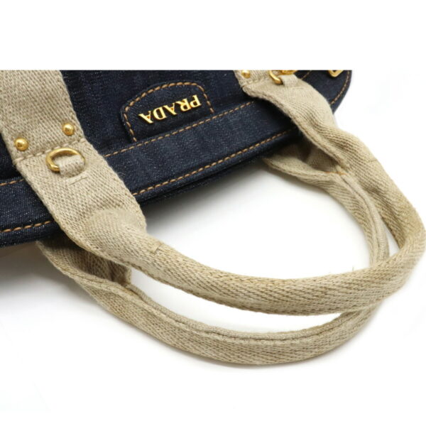 12100481 3 Prada 2WAY Denim Canvas Mini Bag Bleu Blue Beige