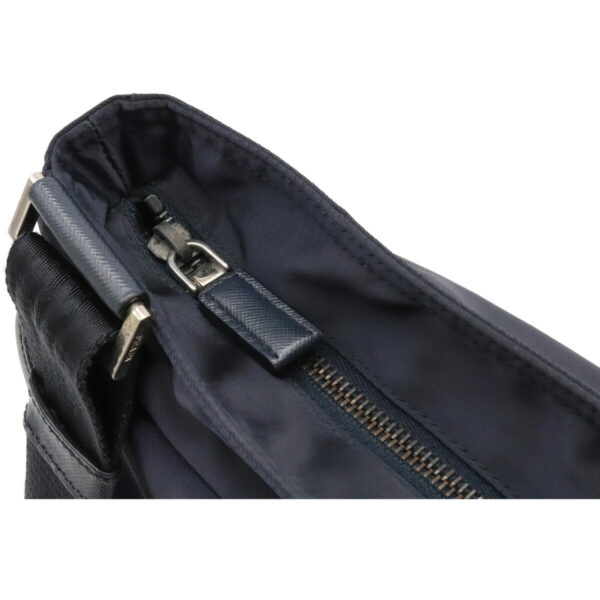 12100699 5 Prada Logo Jacquard Nylon Leather Messenger Bag Bleu Dark Navy